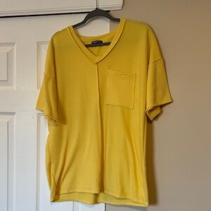 HEIMISH USA Yellow Ribbed Knit Top